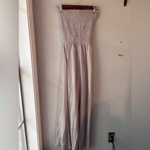 Elan Neutral Maxi Strapless Strappy Back Dress Small